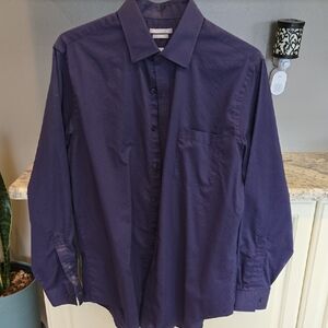 Van Heusen Men's Fitted Long-Sleeve Dress Shirt Plum 16.5 34/35